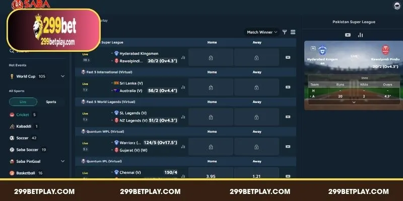 An analytical dashboard showcasing match previews from the Blog 299 BET team